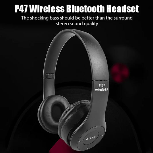 Stereo P47 Headset 5.0 Bluetooth Headset Folding Series Wireless Sports Game Headset for HuaWei XiaoMi