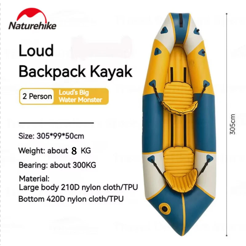 Naturehike 2023NEW LOUD inflatable kayak portable folding 210D nylon water attack boat fishing boat water sports 1-2 people