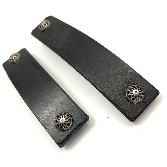 Black Barrette with Fancy Silver Filagree Studs-1