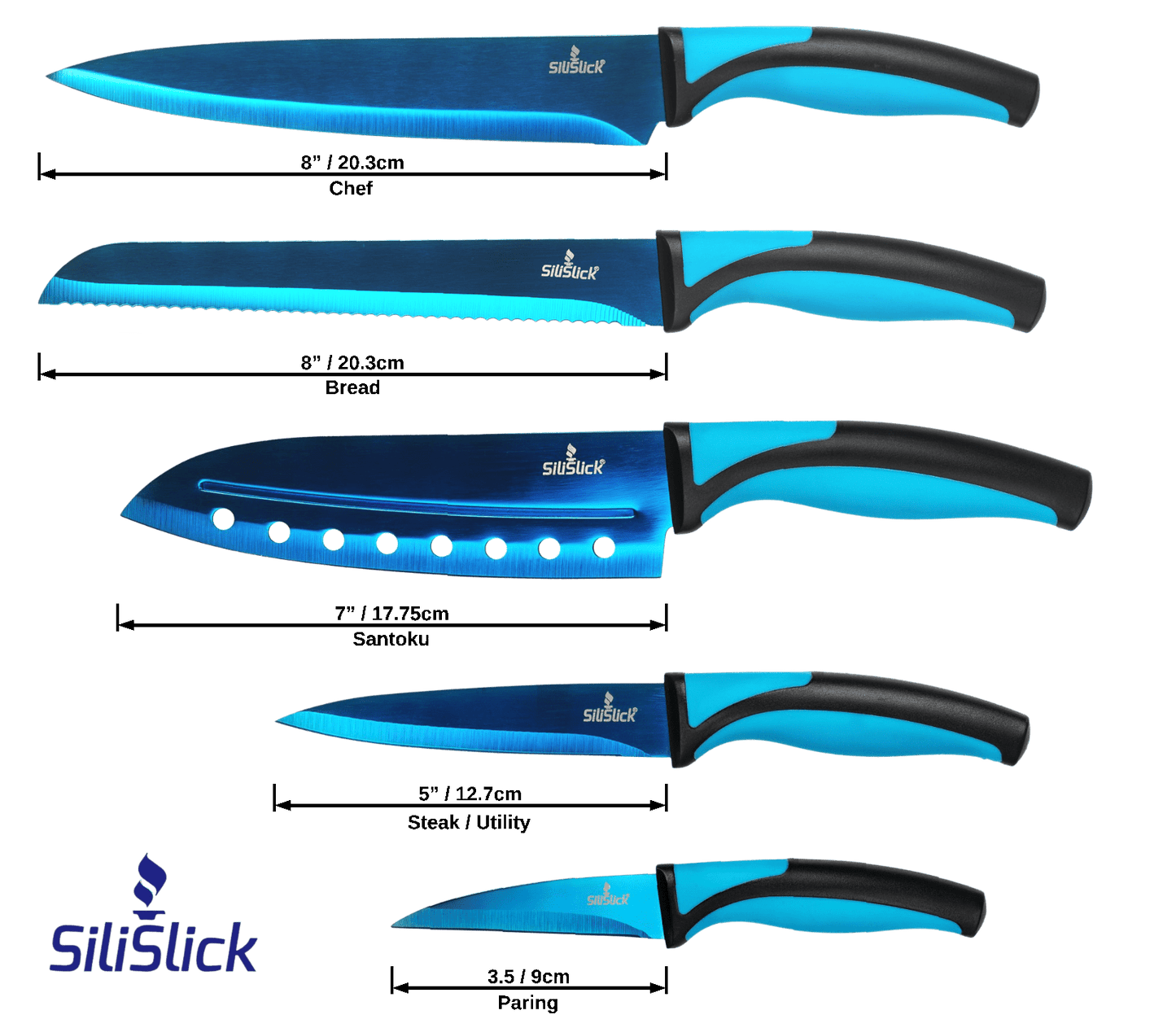 Kitchen Knife Set - Blue Handle | Blue Blade