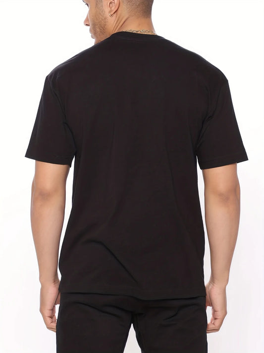 Men's "Jesus Is Calling" Graphic T-Shirt -Black Faith-Inspired Summer Tee with Bold Red Print, Machine Washable Polyester Fabric