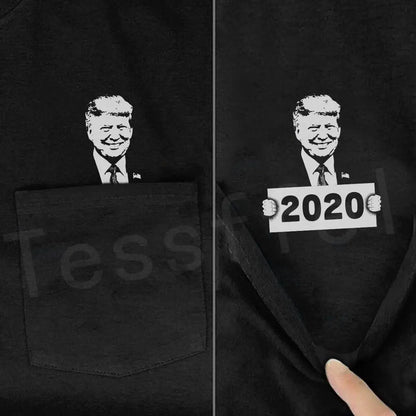2020Newest NewFashion Donald Trump Pocket T-shirt Funny Harajuku Streetwear Summer Casual Cotton Tops Tees Short sleeve Shirt N1