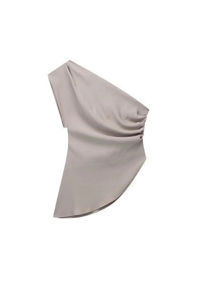 Asymmetric T-shirt New Women's Fashion Trend Spicy Girl Celebrity Temperament Off Shoulder Top