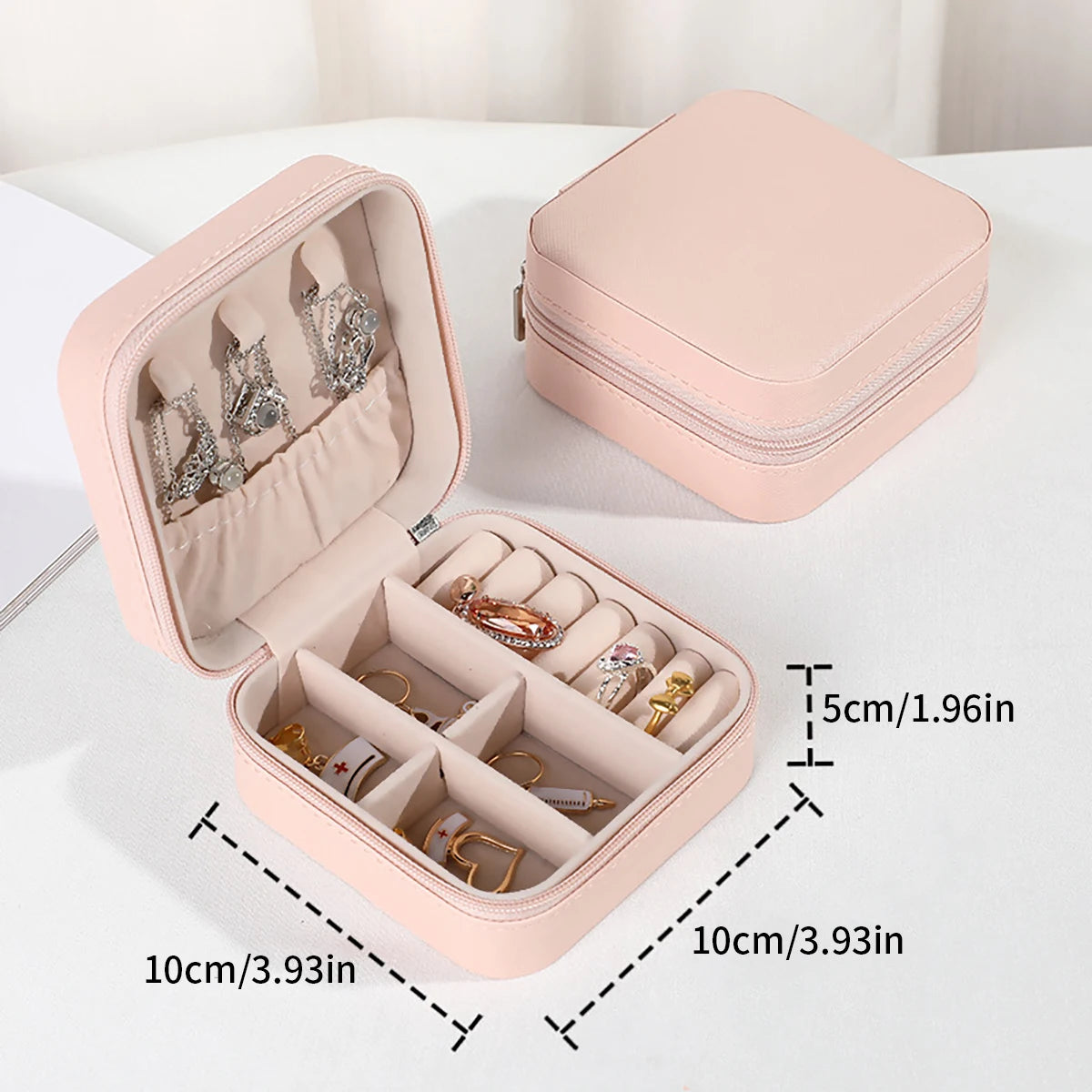 PU Leather Jewelry Mini Storage Box Travel Home Bracelet Earrings Storage Display Case For Women Ring Jewelry Portable Organizer