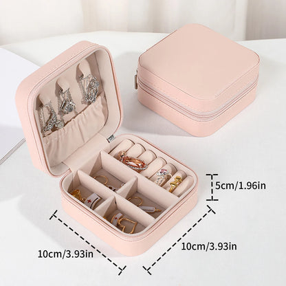 PU Leather Jewelry Mini Storage Box Travel Home Bracelet Earrings Storage Display Case For Women Ring Jewelry Portable Organizer