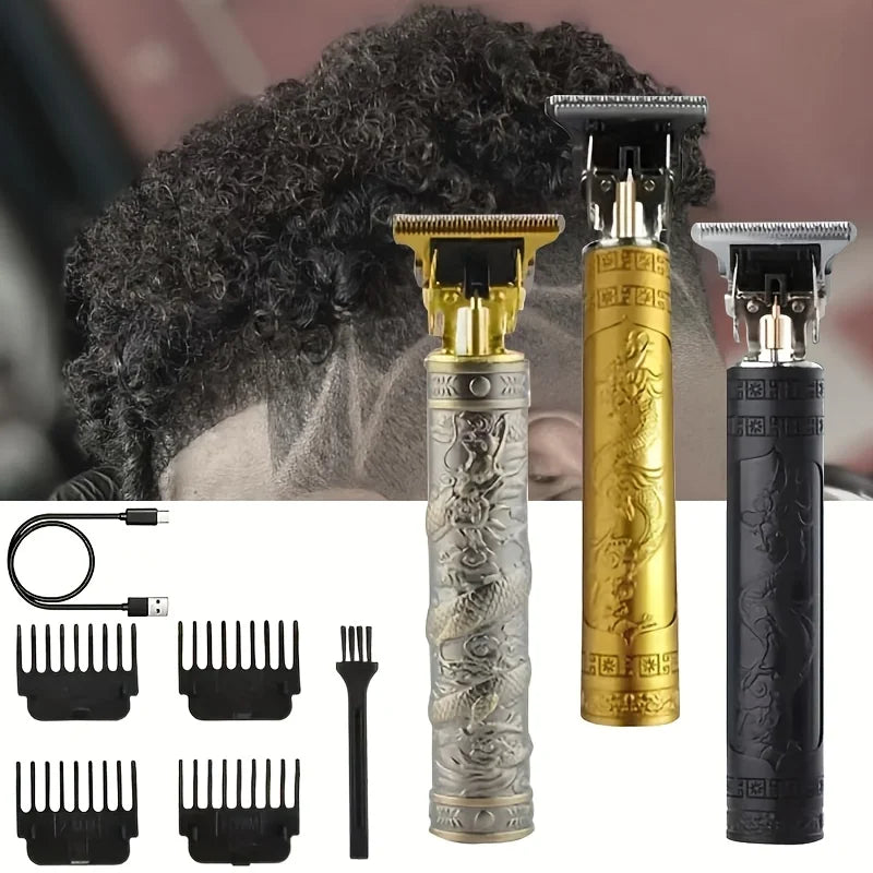 2025 T9 HairClipper Beard Shaving Body Hair Trimmer Clippers Electric Machine Men Haircut Machine 0mm Barber ShaverDragon Carved