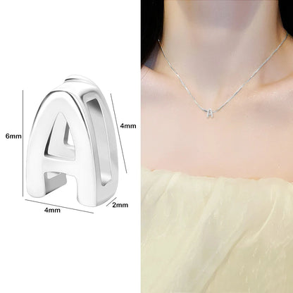 1PCS 925 Sterling Silver Letter Beads Silver Charms A-Z DIY Loose Initial Alphabe Letter Beads Fit Women Bracelet Making