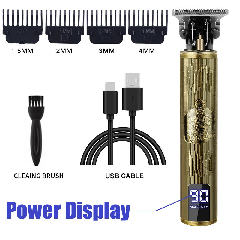 2025 T9 HairClipper Beard Shaving Body Hair Trimmer Clippers Electric Machine Men Haircut Machine 0mm Barber ShaverDragon Carved