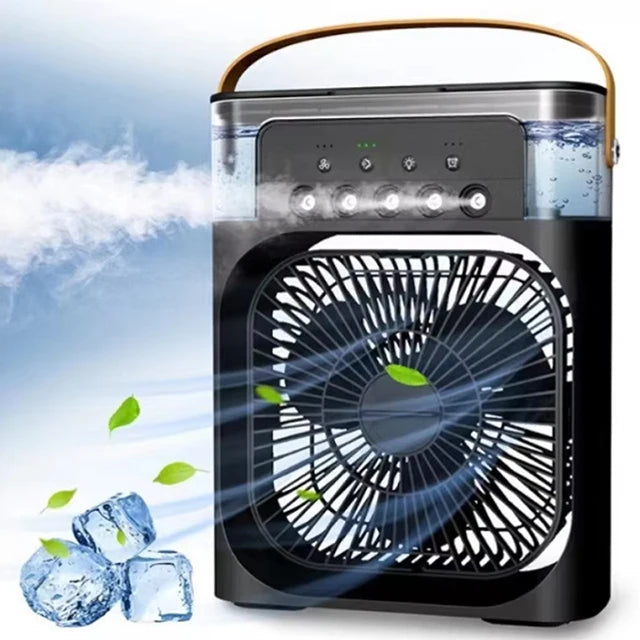 Summer Cooling Fan 3 In 1 Portable Desktop Humidifier USB Mini Air Conditioners Night Light Water Mist For Home, Office