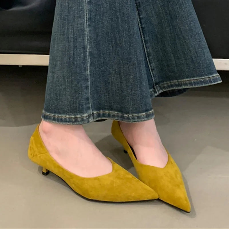Bailamos Autumn Pointed Toe Women Sandals Sexy Shallow Slip On Pumps Shoes Fashion Thin High Heel Ladies Elegant Dress Shoes