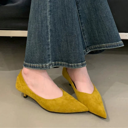 Bailamos Autumn Pointed Toe Women Sandals Sexy Shallow Slip On Pumps Shoes Fashion Thin High Heel Ladies Elegant Dress Shoes