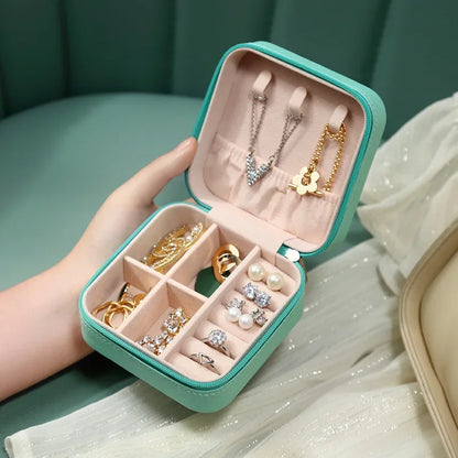 1PC Mini Fashion Travel Display Zipper Jewelry Storage Box Multifunctional For Necklace Bracelet Earrings Ring Storage Portable