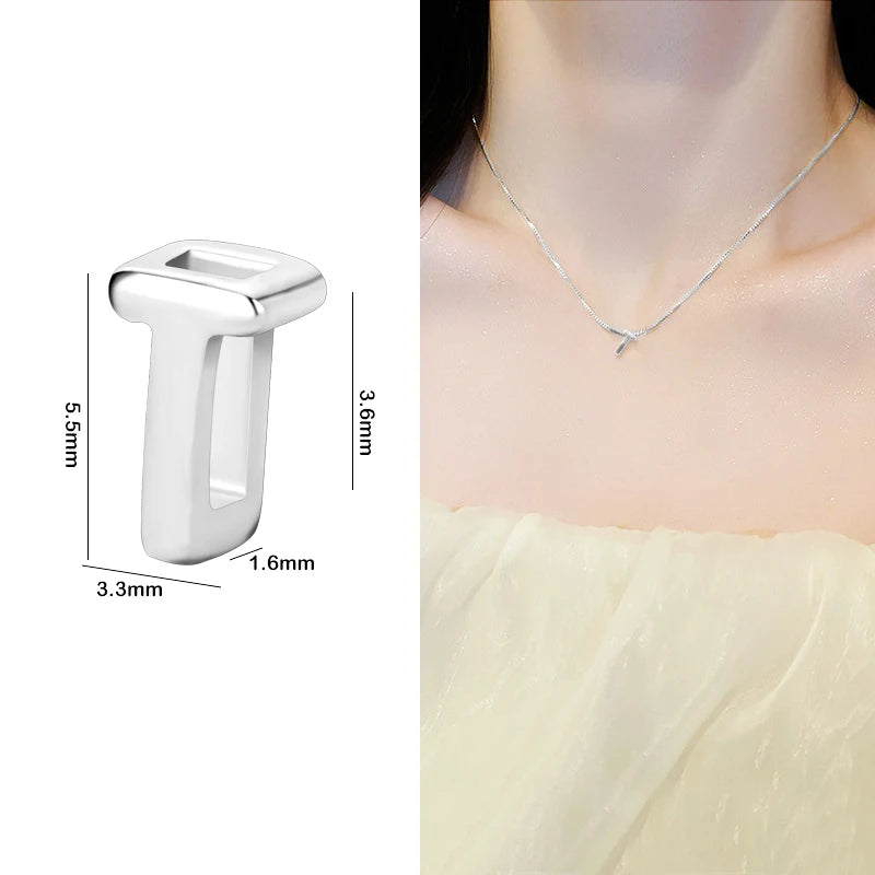 1PCS 925 Sterling Silver Letter Beads Silver Charms A-Z DIY Loose Initial Alphabe Letter Beads Fit Women Bracelet Making