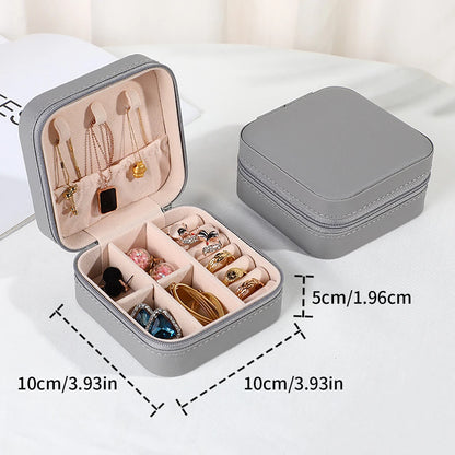 1PC Mini Fashion Travel Display Zipper Jewelry Storage Box Multifunctional For Necklace Bracelet Earrings Ring Storage Portable