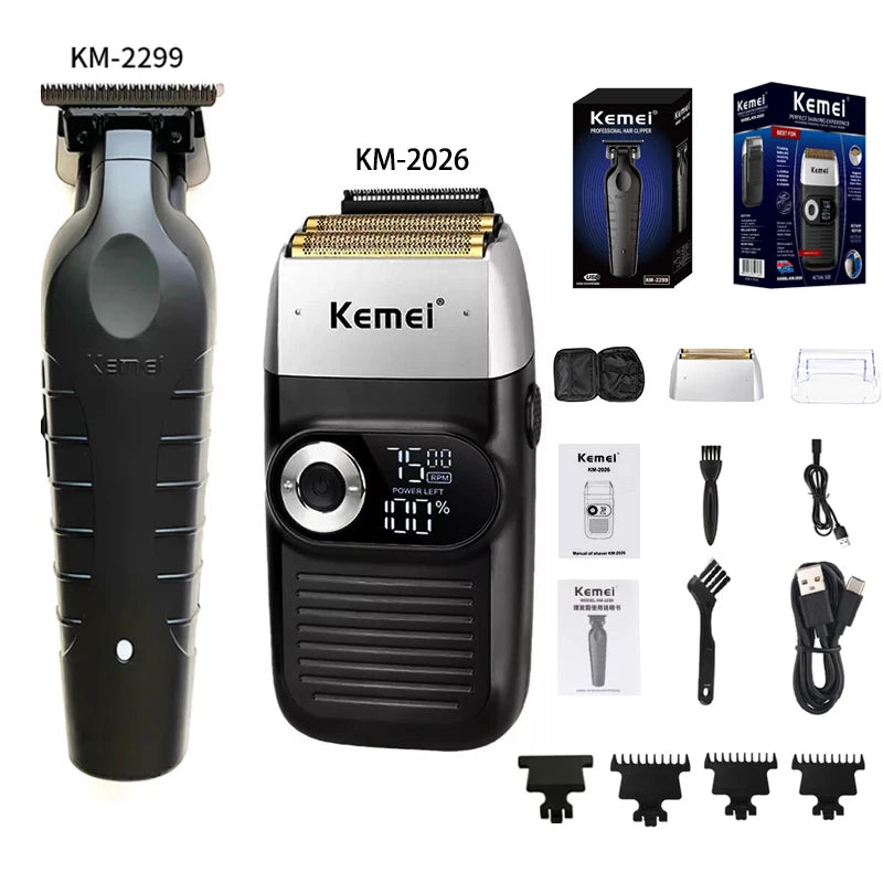 Kemei-Professional Hair Clipper Kit, Electric Shaver, Male Hair Cutting Machine, Men's Trimmer Machine, KM-2299, KM-2026,KM-5083