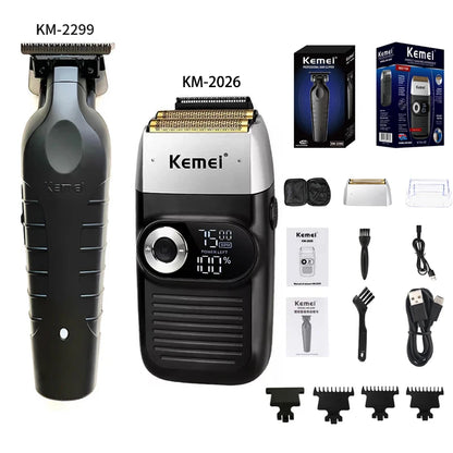 Kemei-Professional Hair Clipper Kit, Electric Shaver, Male Hair Cutting Machine, Men's Trimmer Machine, KM-2299, KM-2026,KM-5083