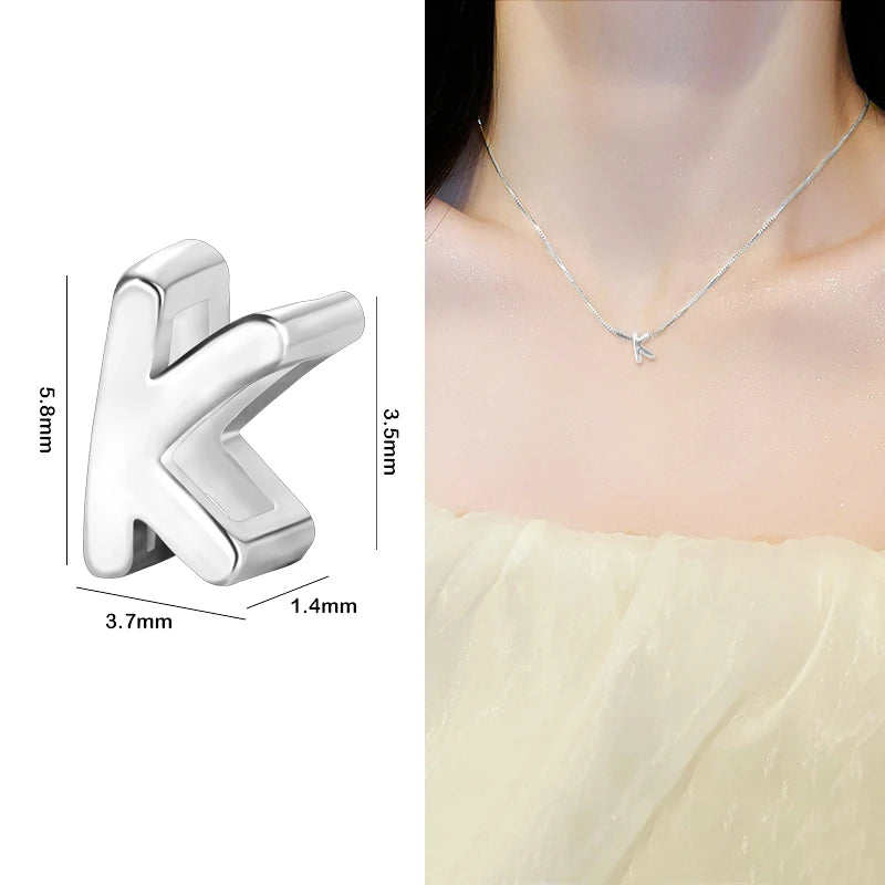 1PCS 925 Sterling Silver Letter Beads Silver Charms A-Z DIY Loose Initial Alphabe Letter Beads Fit Women Bracelet Making