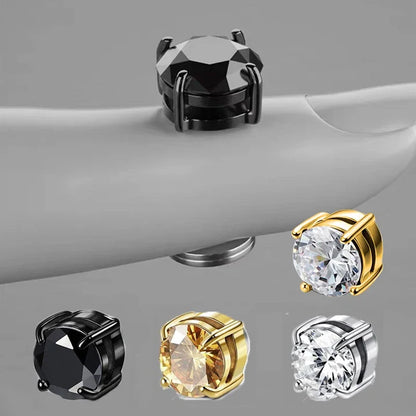 6 Pcset Crystal Strong Magnetic Ear Stud Clip Earrings for Men and Women Punk Round Zircon Magnet Earrings Non Piercing Jewelry