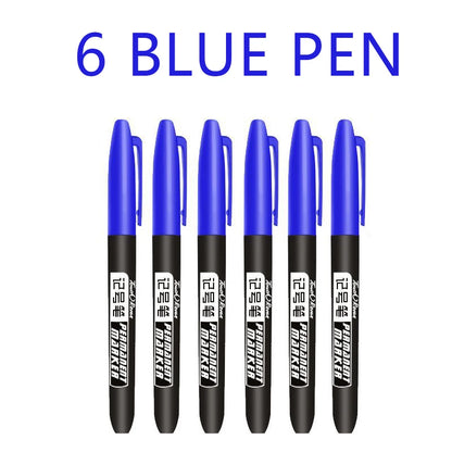 6 Pcs/Set Permanent Art Marker Pen Fine Point Waterproof Ink Thin Nib Crude Nib Black Blue Red Ink 1.5mm Fine Color Marker Pens