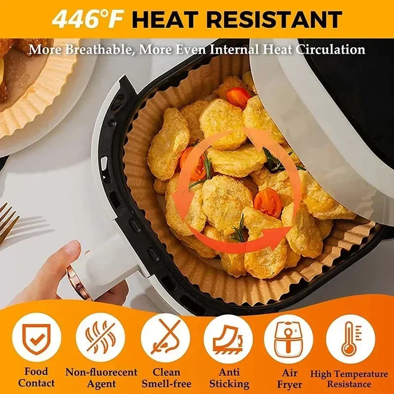 50 PCS Air Fryer Blotting Paper, Baking Blotting Paper, Food Grade Leakproof Non-Stick Food Pad, Thickened Silicone Paper Pad