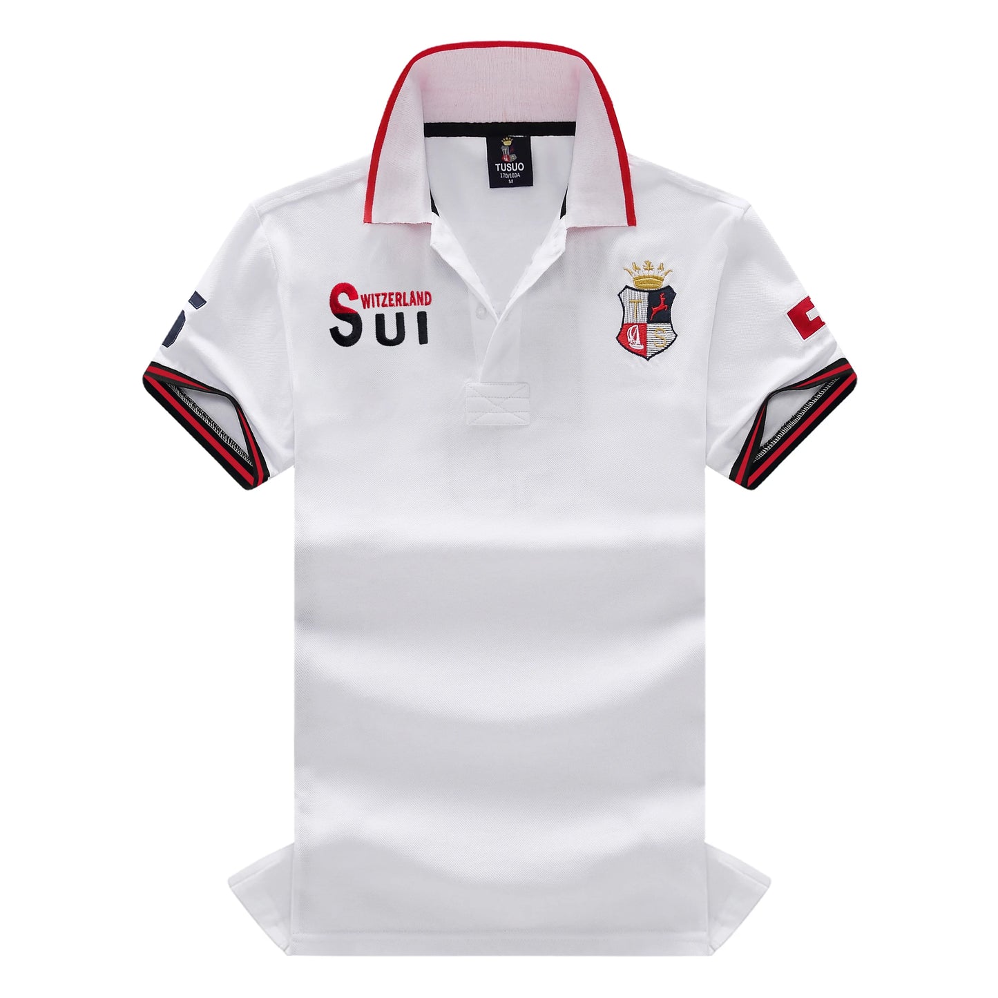 Men's Polo Shirt Classic Switzerland Popular 100% Cotton Embroidery Short Sleeve Sports Collar T-shirt Oversized US Size XS-7XL