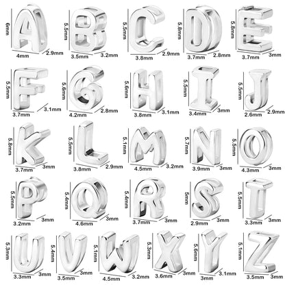1PCS 925 Sterling Silver Letter Beads Silver Charms A-Z DIY Loose Initial Alphabe Letter Beads Fit Women Bracelet Making