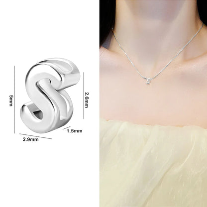 1PCS 925 Sterling Silver Letter Beads Silver Charms A-Z DIY Loose Initial Alphabe Letter Beads Fit Women Bracelet Making