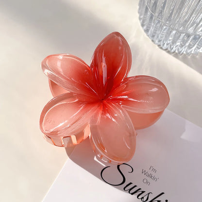 Gradient Frangipani Hair Clip Plumeria Hairpin Ins Style Ponytail Holder Barrette Sweet Shark Claws Party Hair Accessories