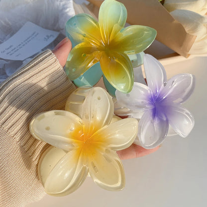 Gradient Frangipani Hair Clip Plumeria Hairpin Ins Style Ponytail Holder Barrette Sweet Shark Claws Party Hair Accessories