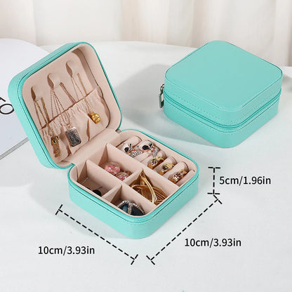 1PC Mini Fashion Travel Display Zipper Jewelry Storage Box Multifunctional For Necklace Bracelet Earrings Ring Storage Portable