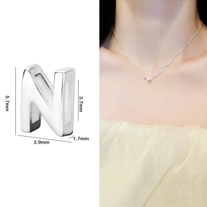 1PCS 925 Sterling Silver Letter Beads Silver Charms A-Z DIY Loose Initial Alphabe Letter Beads Fit Women Bracelet Making