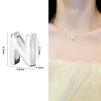 1PCS 925 Sterling Silver Letter Beads Silver Charms A-Z DIY Loose Initial Alphabe Letter Beads Fit Women Bracelet Making