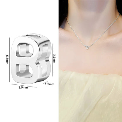 1PCS 925 Sterling Silver Letter Beads Silver Charms A-Z DIY Loose Initial Alphabe Letter Beads Fit Women Bracelet Making