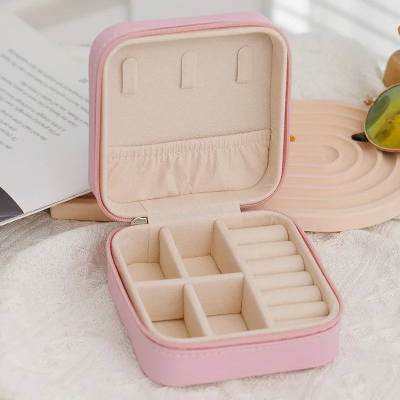 1PC Mini Fashion Travel Display Zipper Jewelry Storage Box Multifunctional For Necklace Bracelet Earrings Ring Storage Portable