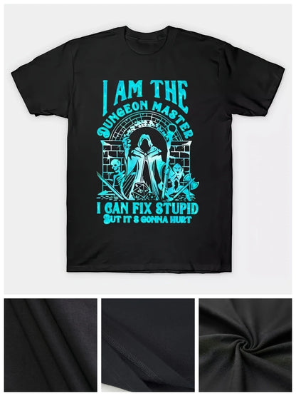 Dungeon Master Graphic Tee for Men - 100% Cotton, Casual Round Neck T-Shirt with Unique Print Design