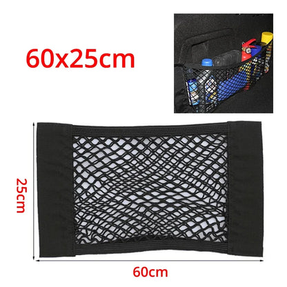 Car Back Rear Trunk Organizer Net Mesh Seat Elastic String Magic Sticker Universal Storage Bag Pocket Auto Accessories Put Paper