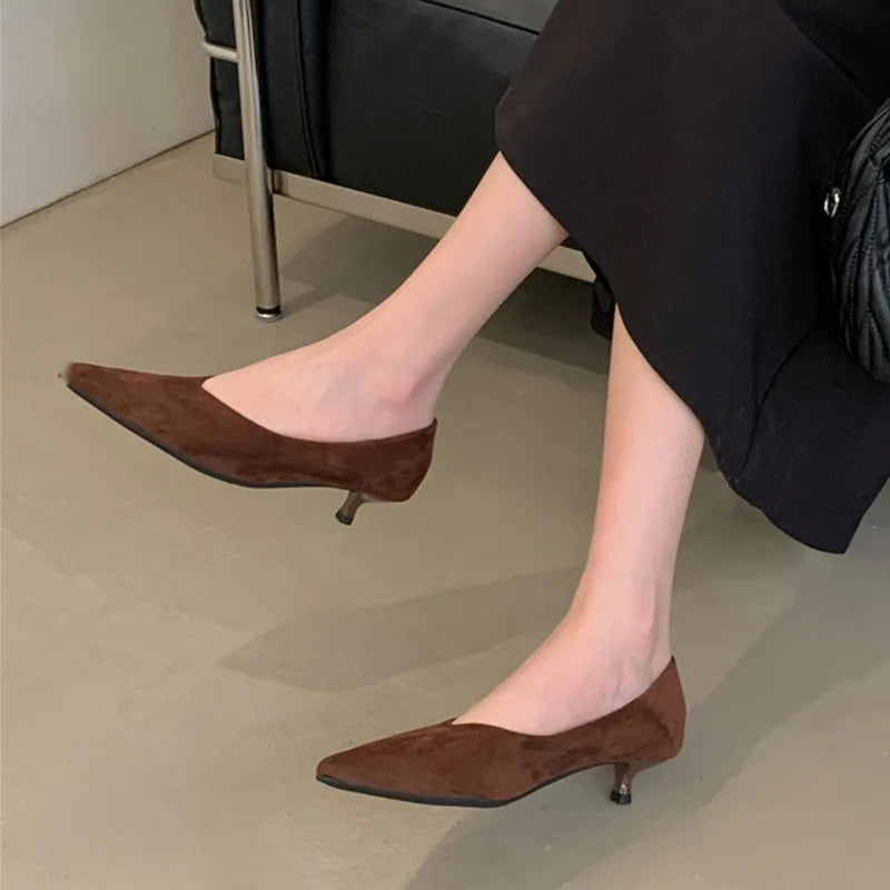 Bailamos Autumn Pointed Toe Women Sandals Sexy Shallow Slip On Pumps Shoes Fashion Thin High Heel Ladies Elegant Dress Shoes