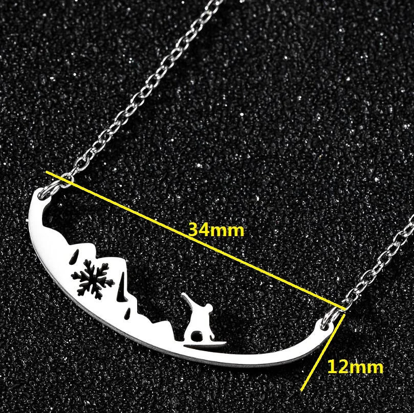 Sport Kayaking Pendant Neckalce Engraved Stainless Steel Jewelry for Women & Men Handmade Jewelry Surfing Boating Collares