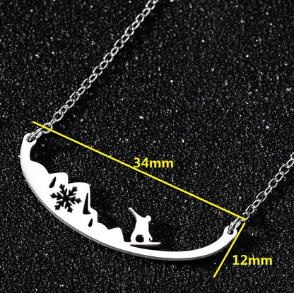 Sport Kayaking Pendant Neckalce Engraved Stainless Steel Jewelry for Women & Men Handmade Jewelry Surfing Boating Collares