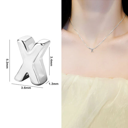 1PCS 925 Sterling Silver Letter Beads Silver Charms A-Z DIY Loose Initial Alphabe Letter Beads Fit Women Bracelet Making