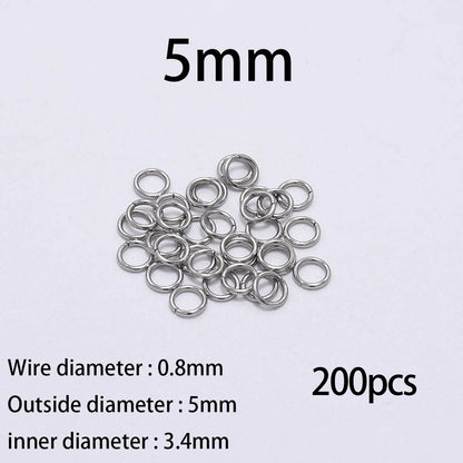 30-200Pcs 3-25mm Stainless Steel Split Ring Open Single Loops Jump Rings Connectors for DIY Jewelry Making Findings Accessories