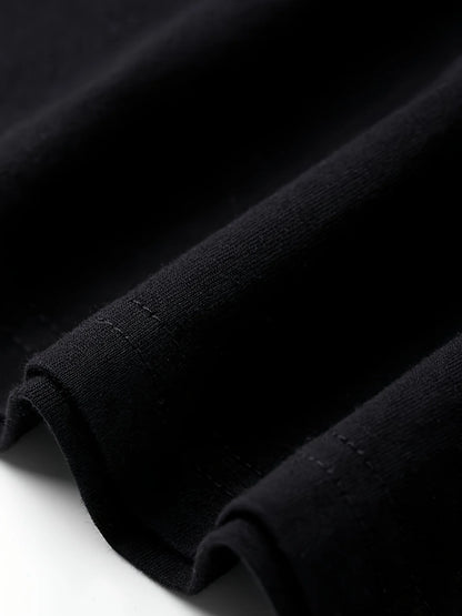 Men's Casual Black Cotton T-Shirt with "HUSTLE" Print - Short Sleeve, Round Neck, Machine Washable, Loose Fit