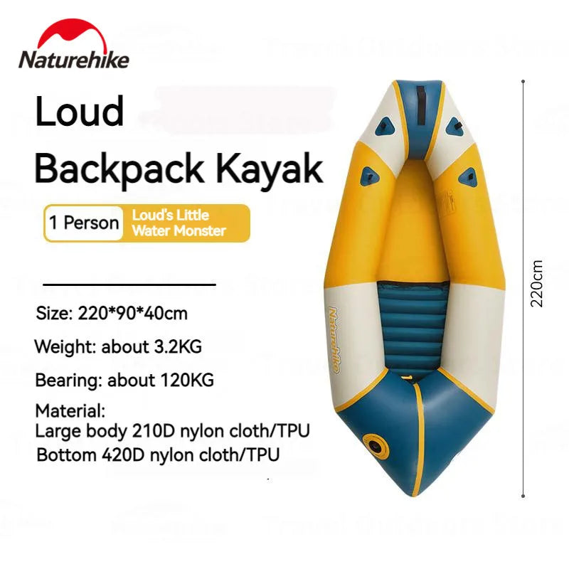 Naturehike 2023NEW LOUD inflatable kayak portable folding 210D nylon water attack boat fishing boat water sports 1-2 people