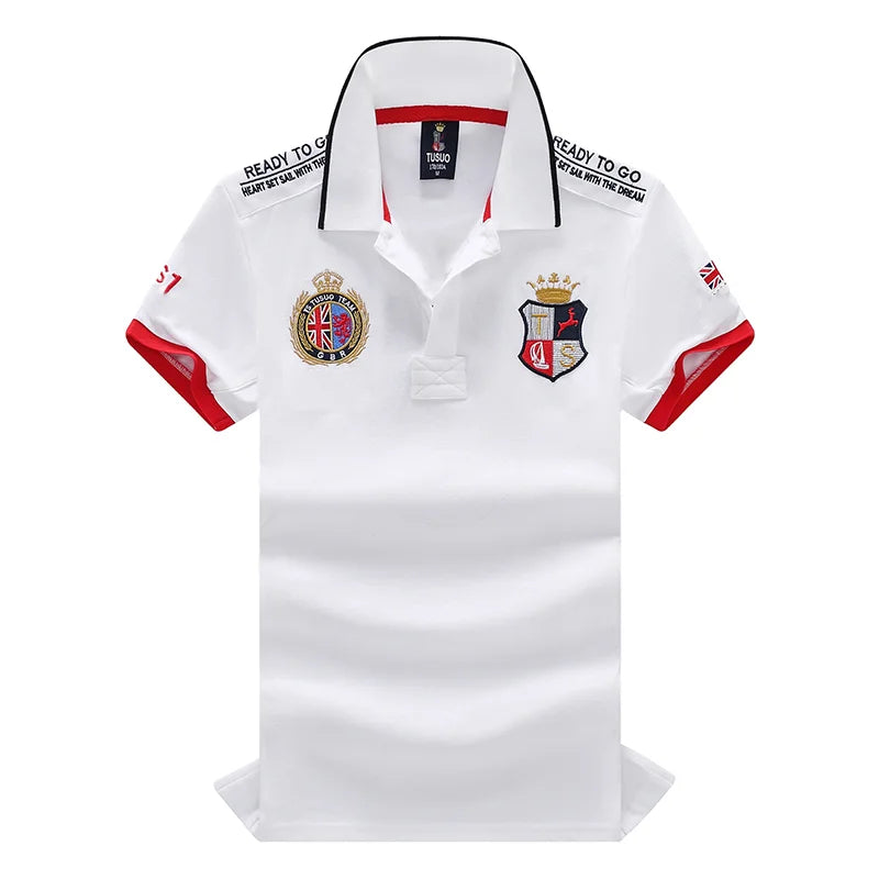 Men's Polo Shirt Classic Switzerland Popular 100% Cotton Embroidery Short Sleeve Sports Collar T-shirt Oversized US Size XS-7XL