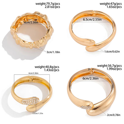 Ingemark Hip Hop Inlaid Rhinestones Water Drop Spring Bangle for Women Creative Irregular Chunky Bracelets Steampunk Jewelry Men