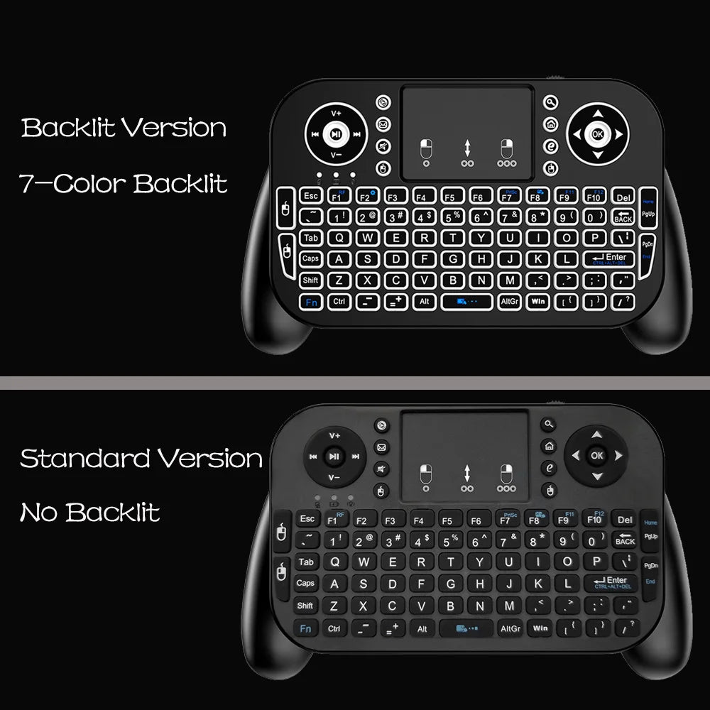 Mini Wireless Keyboard V8 2.4G Bluetooth 7 Color Backlit Portable Air Mouse Remote Control Touchpad for Android TV Box