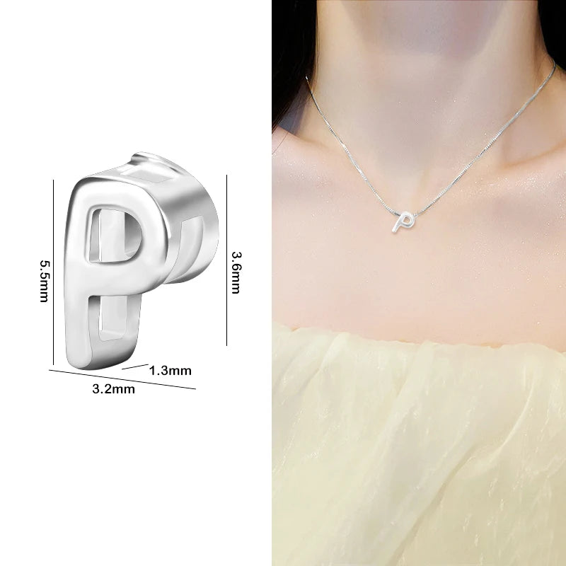 1PCS 925 Sterling Silver Letter Beads Silver Charms A-Z DIY Loose Initial Alphabe Letter Beads Fit Women Bracelet Making