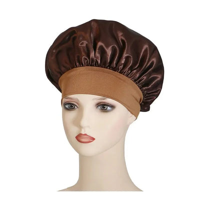 Wide-brimmed High Elastic Hair Band Female Pile Cap Autumn Lunar November Beauty Hair Care Hat Satin Nightcap