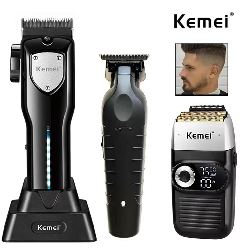 Kemei-Professional Hair Clipper Kit, Electric Shaver, Male Hair Cutting Machine, Men's Trimmer Machine, KM-2299, KM-2026,KM-5083