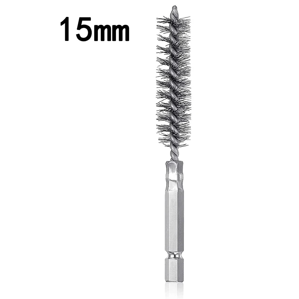 Wire Brush Drill Bore Cleaning Brush 1/4 " Hexagonal Handle Stainless Steel Brush for Anti-rust Cleaning of Pipe Ports 8-19mm